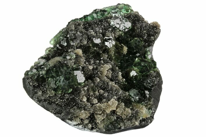 Green Fluorite on Sparkling Quartz - China #125313